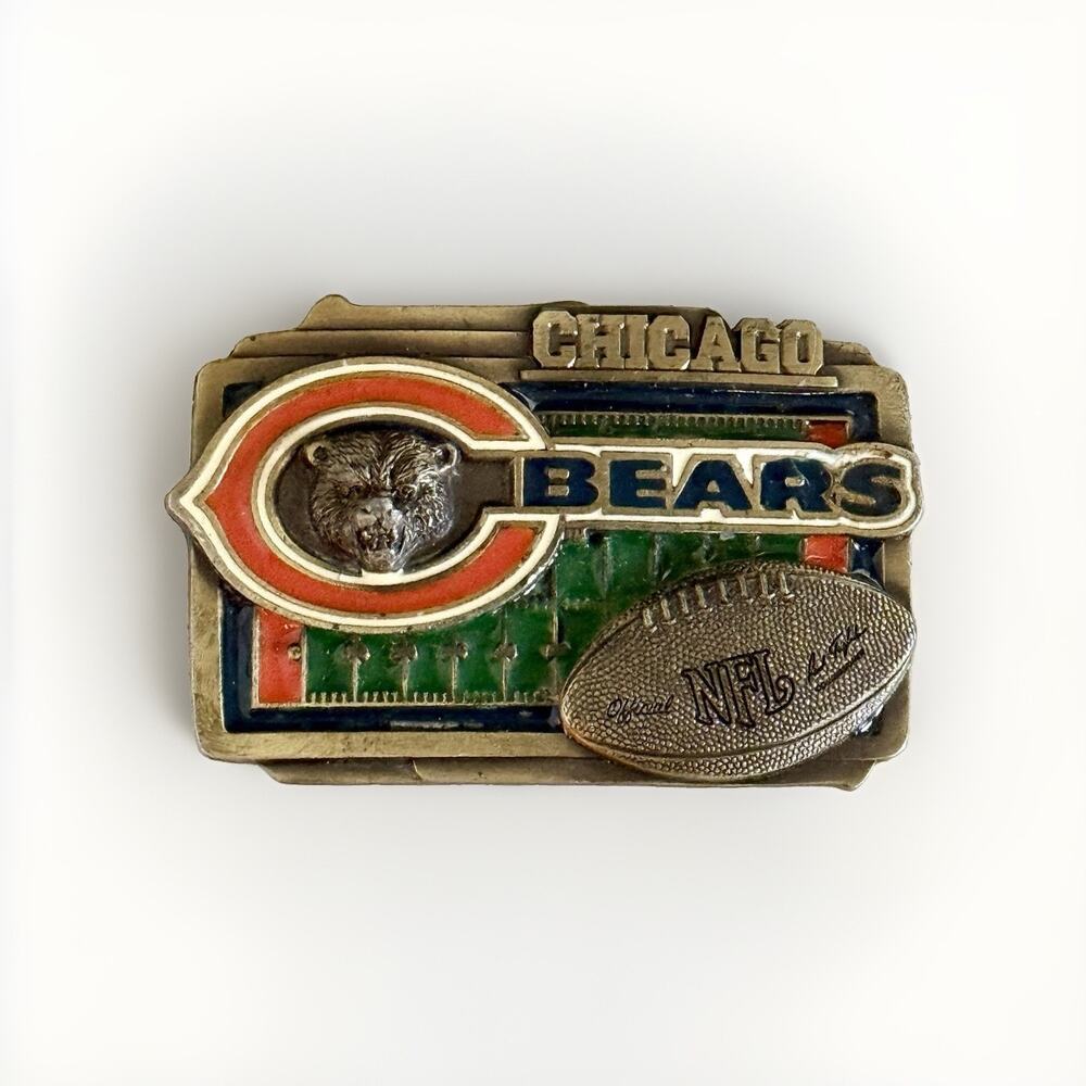 Vintage Chicago Bears NFL Belt Buckle Great American Products Football 3D